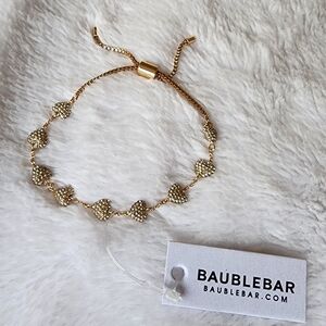BaubleBar Gold Textured Heart Bracelet